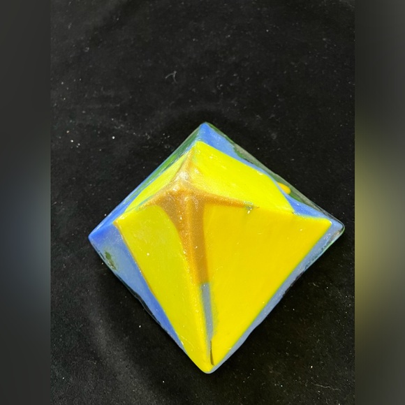 Handmade Cast Glass Pyramid “Earth And Sky “Original Glass  4” x3.5” Original - Picture 2 of 7